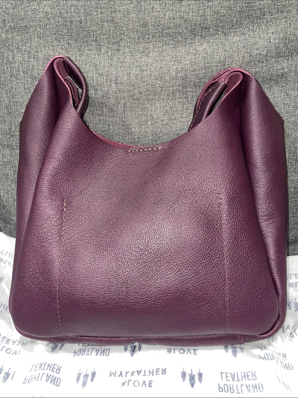 Portland Leather Plum Purple Shoulder Bag - Picture 5 of 14